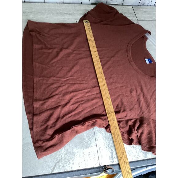 Old Navy Rust Linen-Blend Flutter-Sleeve Scoop-Neck Top - Picture 4 of 5